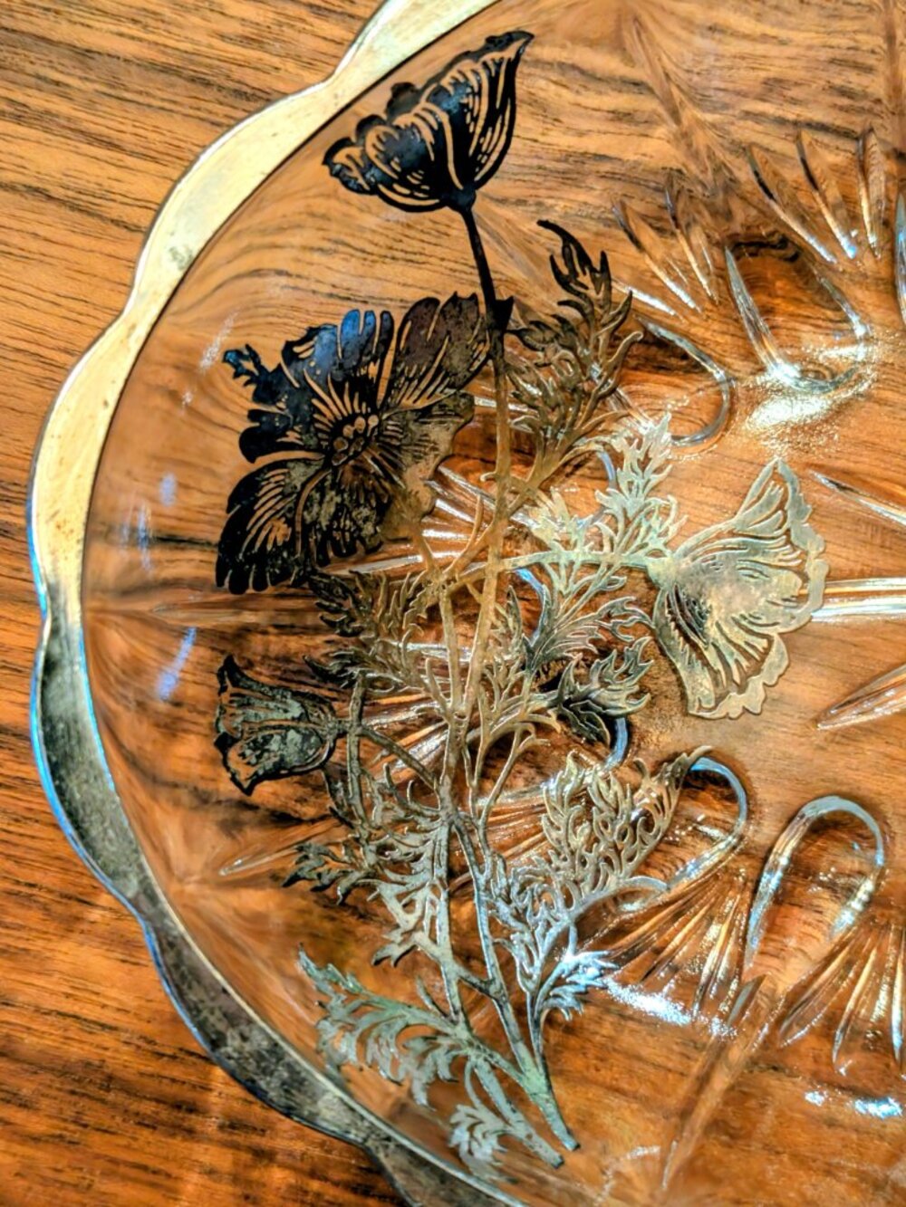 SILVER CITY GLASS CO - Flanders Poppy - Divided Relish Dish - Sterling - VTG - Picture 2 of 9